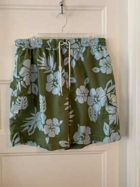 CARIBBEAN JOE , Men's Olive Green Floral Swim Shorts